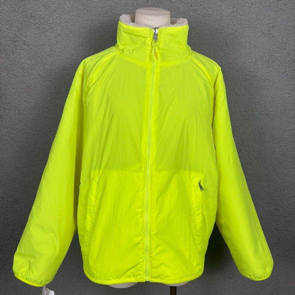 Calvin Klein Women's Reversible Sherpa Neon Yellow Jacket Size XL NWOT's.
